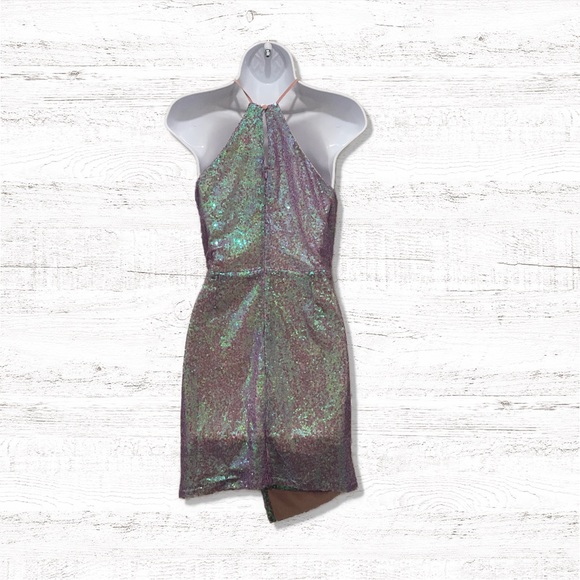 Lulus Hilario Iridescent Sequin Bodycon Mini Dress Size Small - Picture 4 of 11
